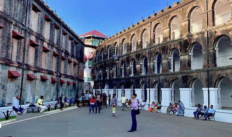 The imposing facade of the Cellular Jail in the Andaman Islands.